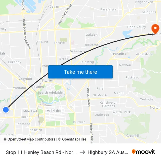 Stop 11 Henley Beach Rd - North side to Highbury SA Australia map