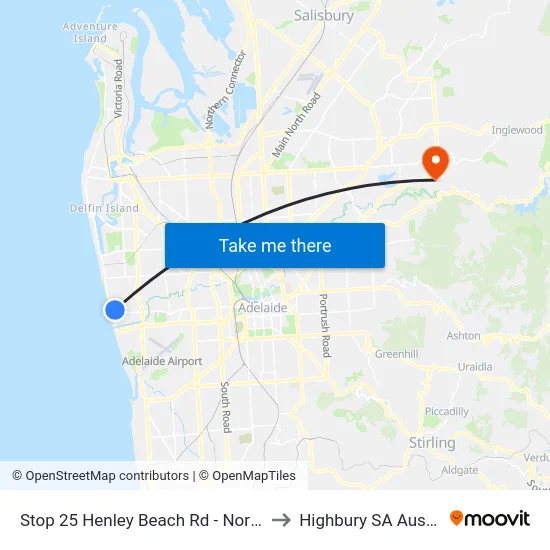 Stop 25 Henley Beach Rd - North side to Highbury SA Australia map