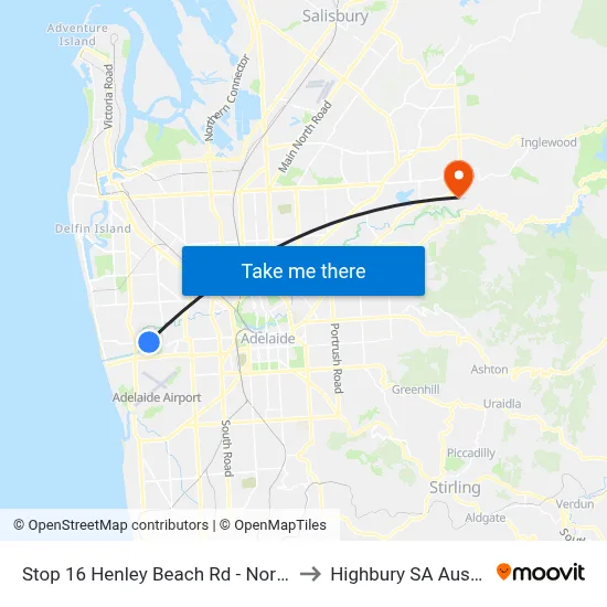 Stop 16 Henley Beach Rd - North side to Highbury SA Australia map