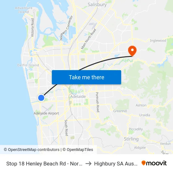 Stop 18 Henley Beach Rd - North side to Highbury SA Australia map