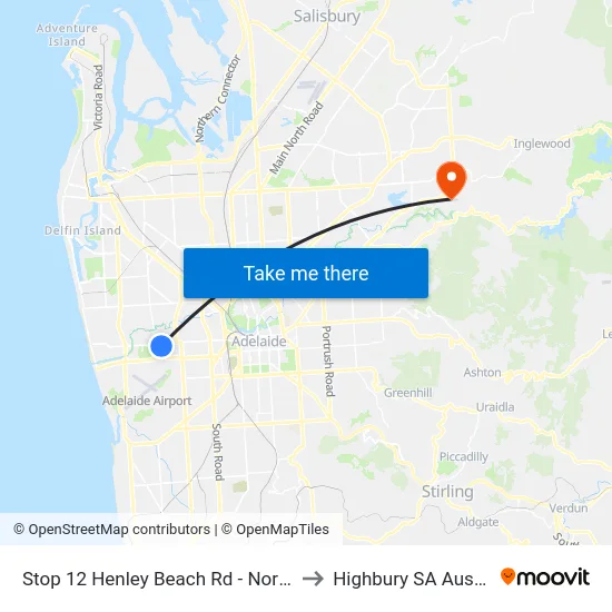 Stop 12 Henley Beach Rd - North side to Highbury SA Australia map