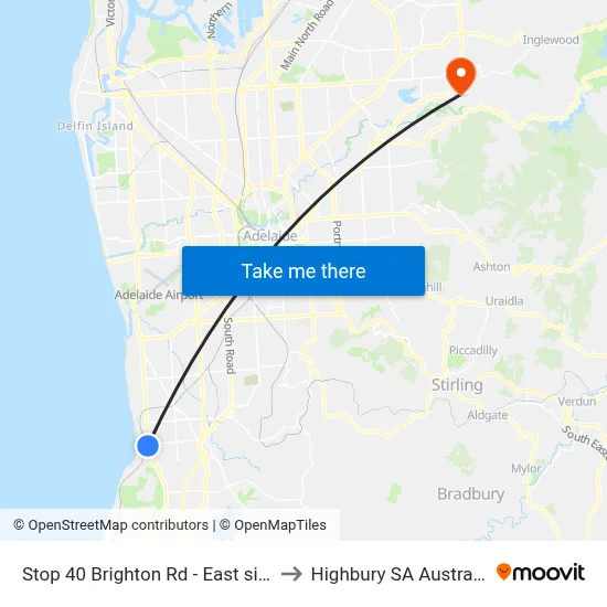 Stop 40 Brighton Rd - East side to Highbury SA Australia map