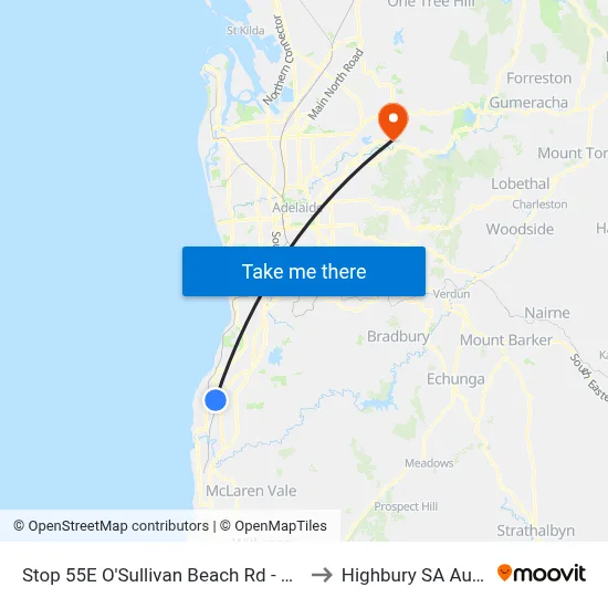 Stop 55E O'Sullivan Beach Rd - South side to Highbury SA Australia map
