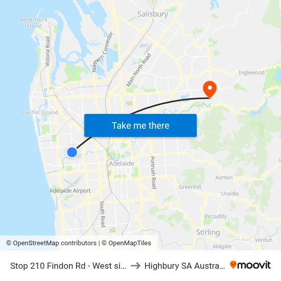 Stop 210 Findon Rd - West side to Highbury SA Australia map