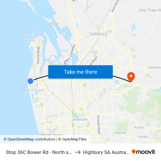 Stop 36C Bower Rd - North side to Highbury SA Australia map
