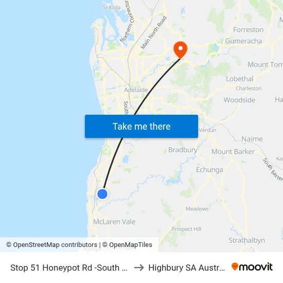 Stop 51 Honeypot Rd -South Side to Highbury SA Australia map