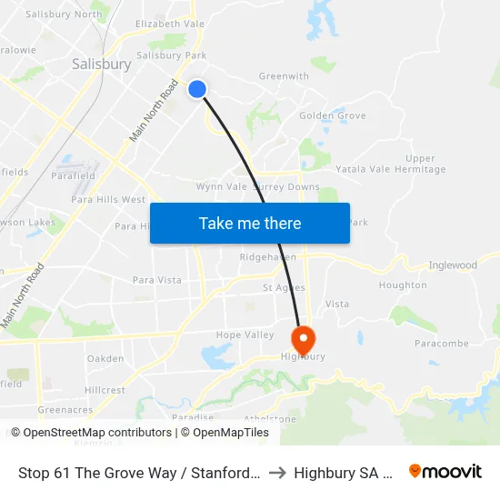 Stop 61 The Grove Way / Stanford Rd - North side to Highbury SA Australia map