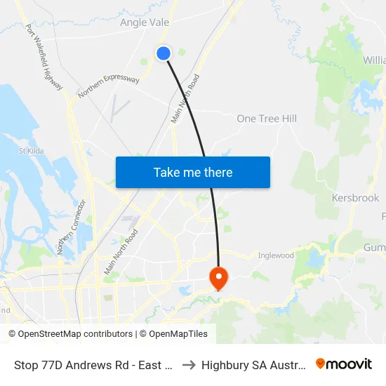 Stop 77D Andrews Rd - East side to Highbury SA Australia map
