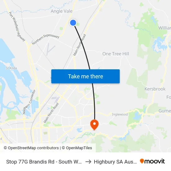 Stop 77G Brandis Rd - South West side to Highbury SA Australia map