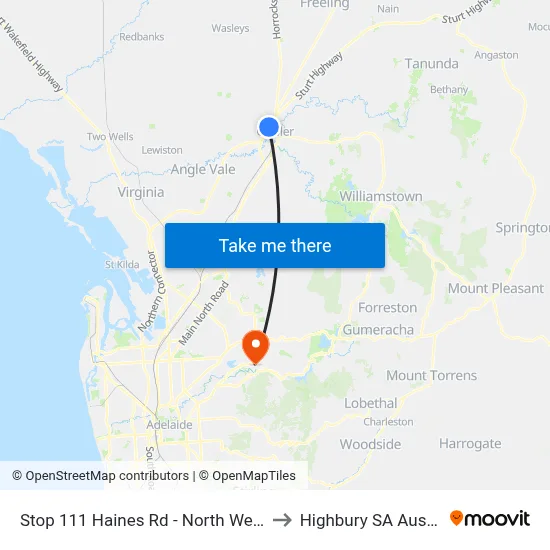 Stop 111 Haines Rd - North West side to Highbury SA Australia map