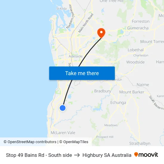 Stop 49 Bains Rd - South side to Highbury SA Australia map