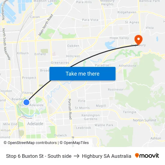 Stop 6 Buxton St - South side to Highbury SA Australia map