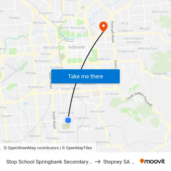 Stop School Springbank Secondary College Daws Rd to Stepney SA Australia map