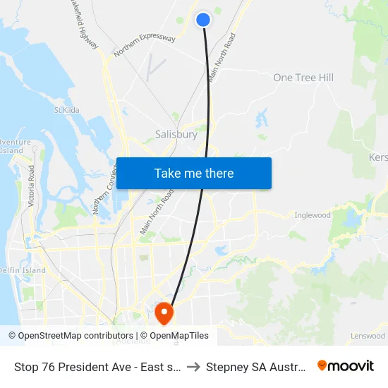 Stop 76 President Ave - East side to Stepney SA Australia map