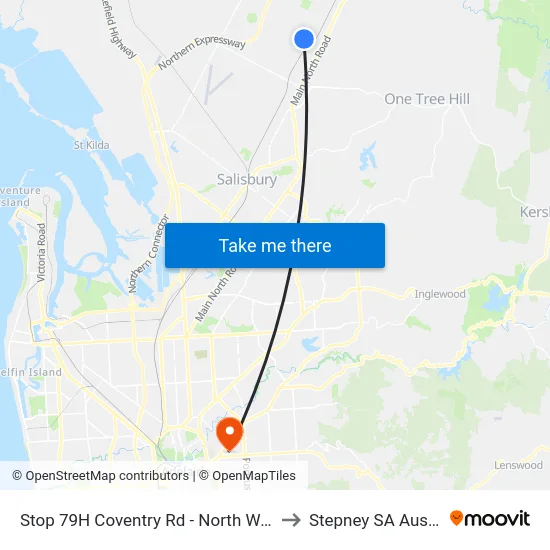 Stop 79H Coventry Rd - North West side to Stepney SA Australia map