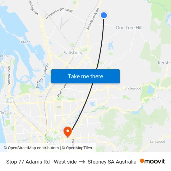 Stop 77 Adams Rd - West side to Stepney SA Australia map