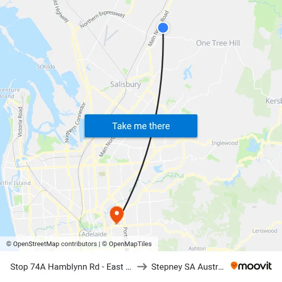 Stop 74A Hamblynn Rd - East side to Stepney SA Australia map