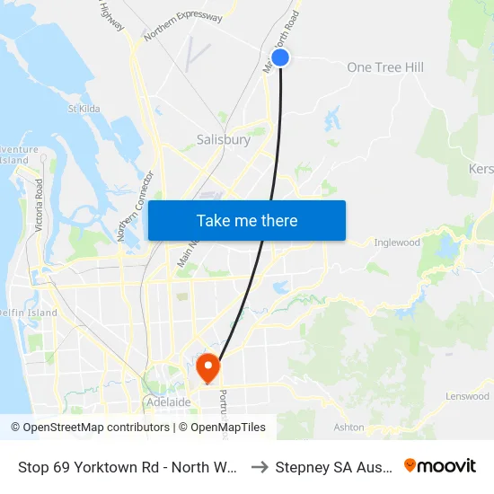 Stop 69 Yorktown Rd - North West side to Stepney SA Australia map