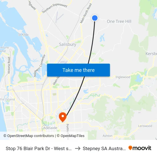 Stop 76 Blair Park Dr - West side to Stepney SA Australia map