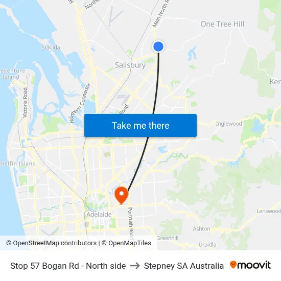 Stop 57 Bogan Rd - North side to Stepney SA Australia map