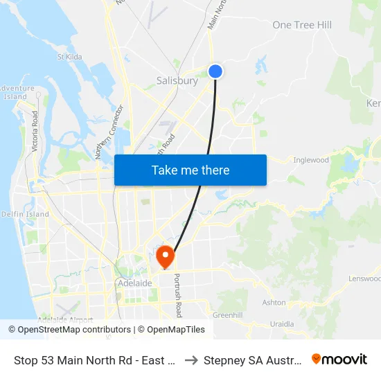 Stop 53 Main North Rd - East side to Stepney SA Australia map