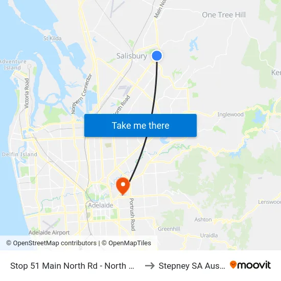 Stop 51 Main North Rd - North West side to Stepney SA Australia map