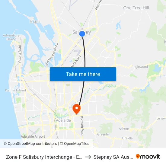 Zone F Salisbury Interchange - East Side to Stepney SA Australia map