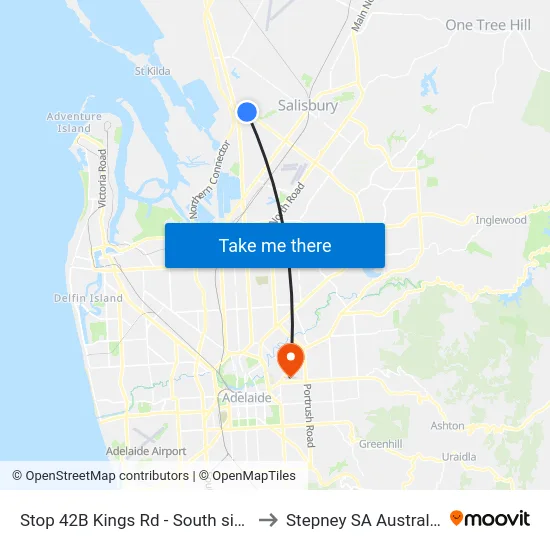 Stop 42B Kings Rd - South side to Stepney SA Australia map