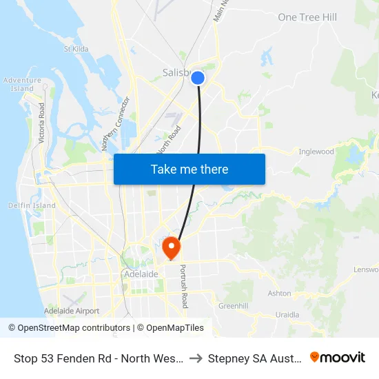 Stop 53 Fenden Rd - North West side to Stepney SA Australia map