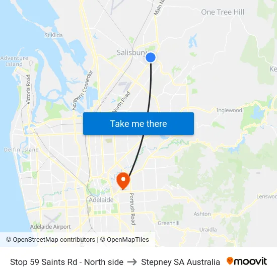 Stop 59 Saints Rd - North side to Stepney SA Australia map