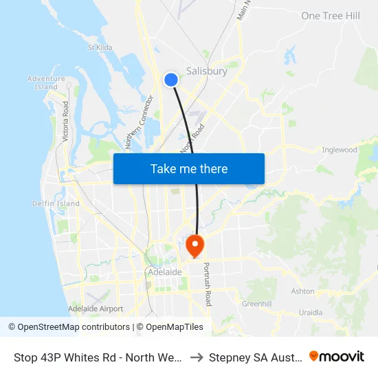 Stop 43P Whites Rd - North West side to Stepney SA Australia map