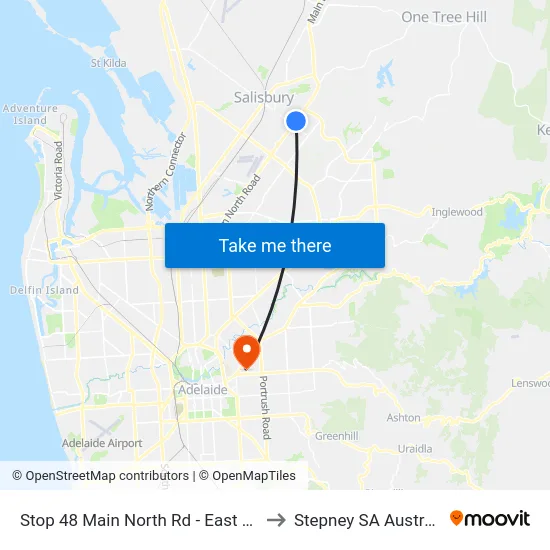 Stop 48 Main North Rd - East side to Stepney SA Australia map