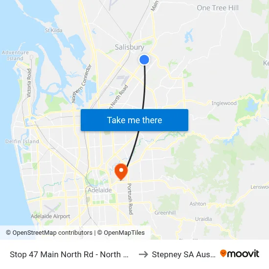 Stop 47 Main North Rd - North West side to Stepney SA Australia map