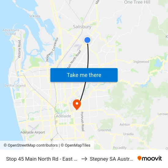 Stop 45 Main North Rd - East side to Stepney SA Australia map