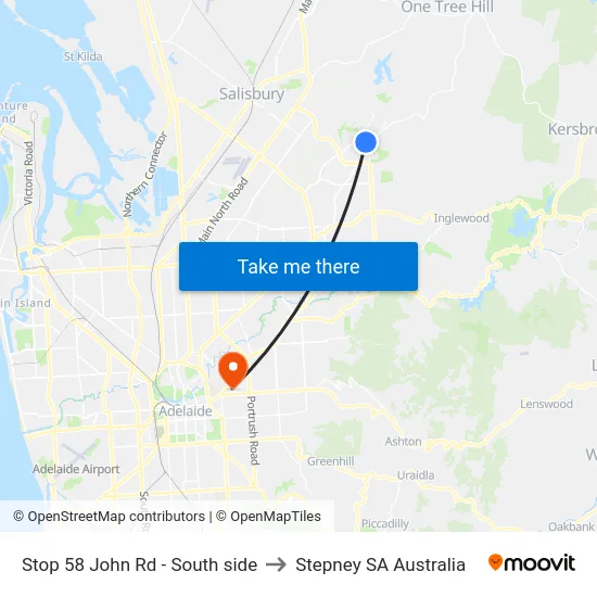 Stop 58 John Rd - South side to Stepney SA Australia map