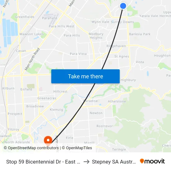 Stop 59 Bicentennial Dr - East side to Stepney SA Australia map