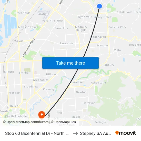 Stop 60 Bicentennial Dr - North West side to Stepney SA Australia map