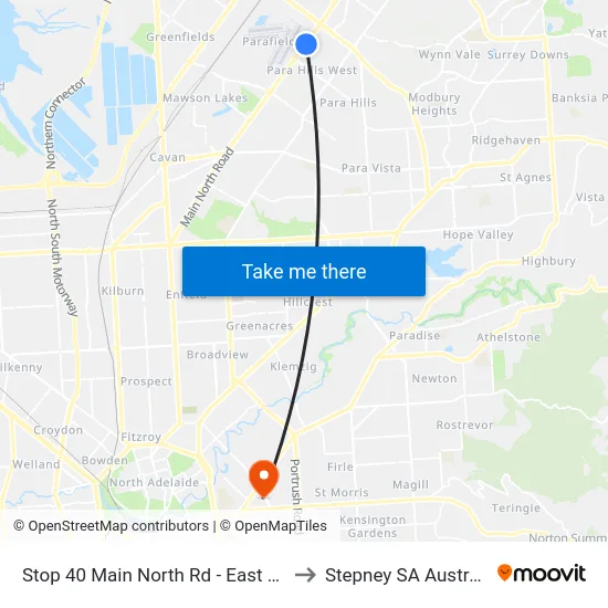 Stop 40 Main North Rd - East side to Stepney SA Australia map
