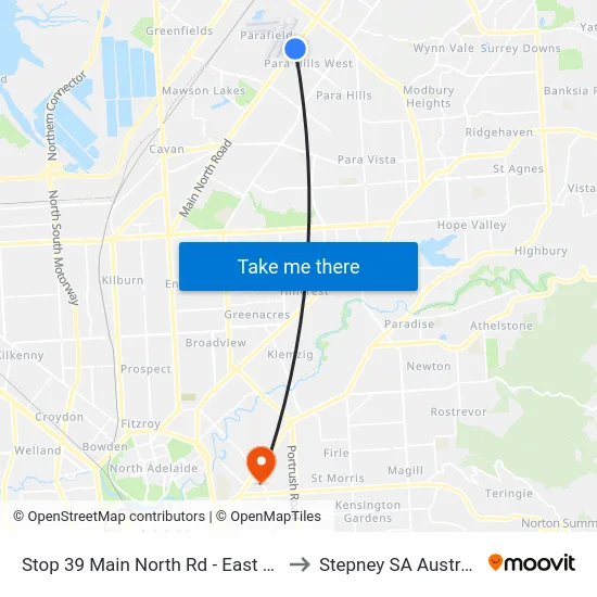 Stop 39 Main North Rd - East side to Stepney SA Australia map