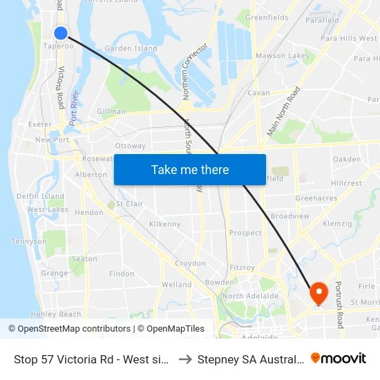 Stop 57 Victoria Rd - West side to Stepney SA Australia map