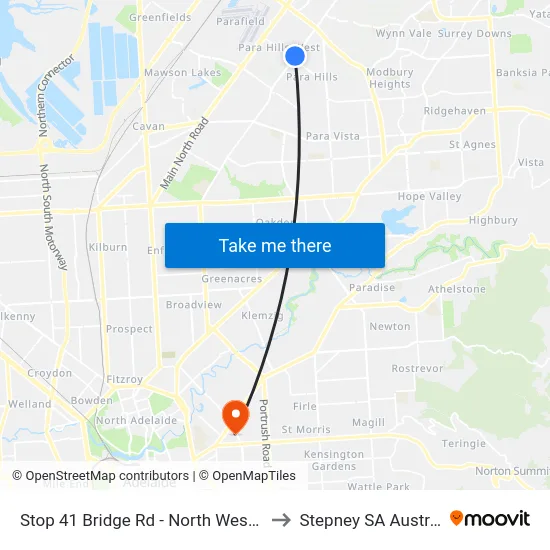 Stop 41 Bridge Rd - North West side to Stepney SA Australia map