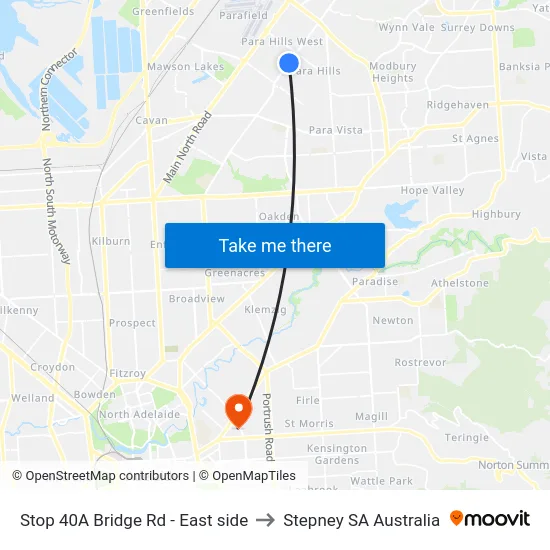 Stop 40A Bridge Rd - East side to Stepney SA Australia map