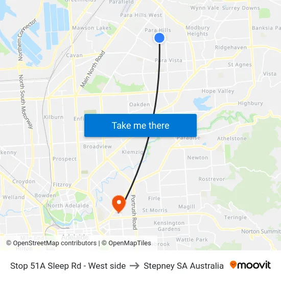 Stop 51A Sleep Rd - West side to Stepney SA Australia map