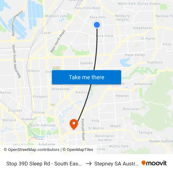 Stop 39D Sleep Rd - South East side to Stepney SA Australia map