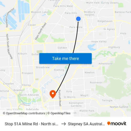 Stop 51A Milne Rd - North side to Stepney SA Australia map