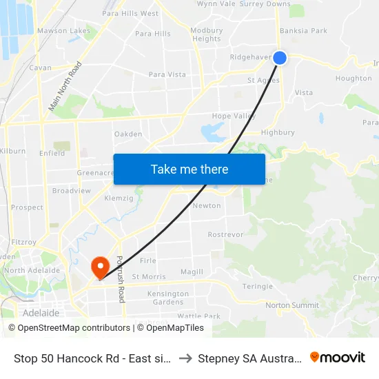 Stop 50 Hancock Rd - East side to Stepney SA Australia map