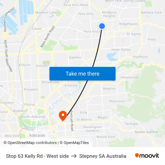 Stop 63 Kelly Rd - West side to Stepney SA Australia map