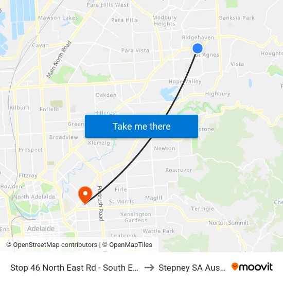Stop 46 North East Rd - South East side to Stepney SA Australia map