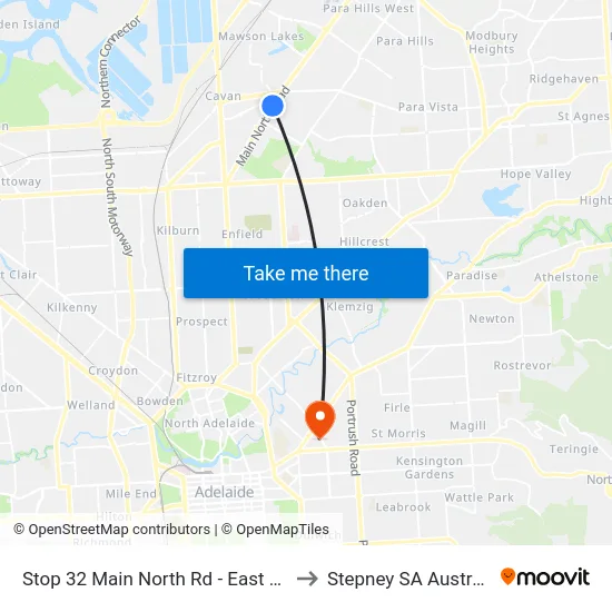 Stop 32 Main North Rd - East side to Stepney SA Australia map