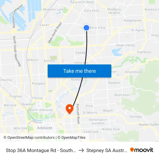 Stop 36A Montague Rd - South side to Stepney SA Australia map
